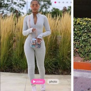 Long sleeve grey jumpsuit